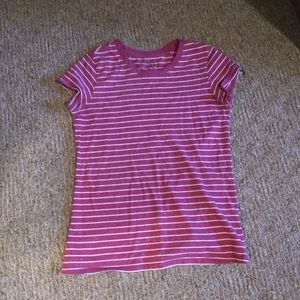 A pink and white striped girls shirt-Simply Styled